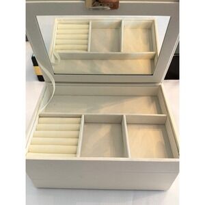 Allinside Stackable Jewelry Box Organizer - White PU Leather